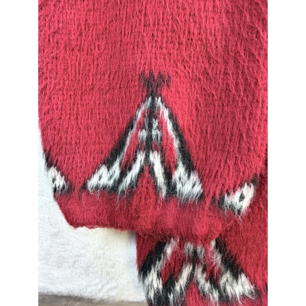 All Indians Native Wear Vintage 100% Wool Dreamcatcher Zip Hoodie Jacket Red M - Picture 7 of 11